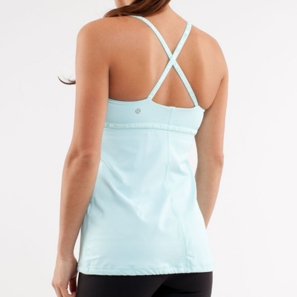 Lululemon dance strap tank aquamarine cross strap ballerina sz 6 self bra - Picture 2 of 12